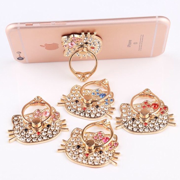 🎀NEW HELLO KITTY Cell Phone Ring Grip Gold NWT - Picture 4 of 7